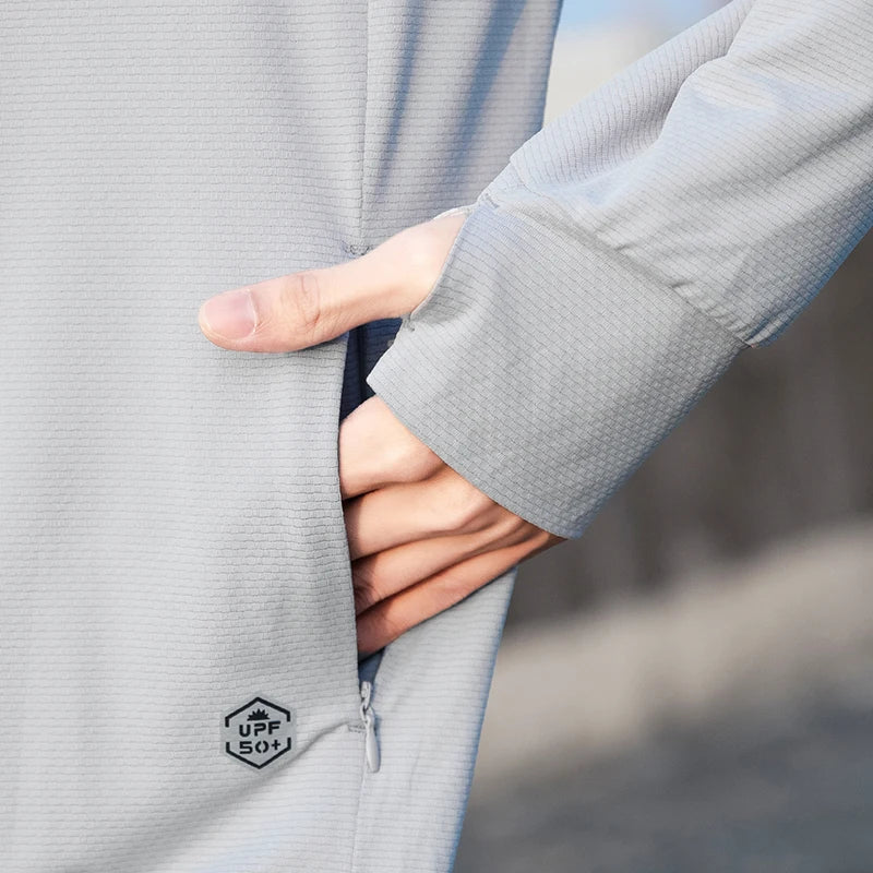 YJKVUR Sudadera con capucha unisex de verano con protección solar UV UPF 50+, chaqueta ligera de manga larga para hombre y mujer, para senderismo y actividades al aire libre