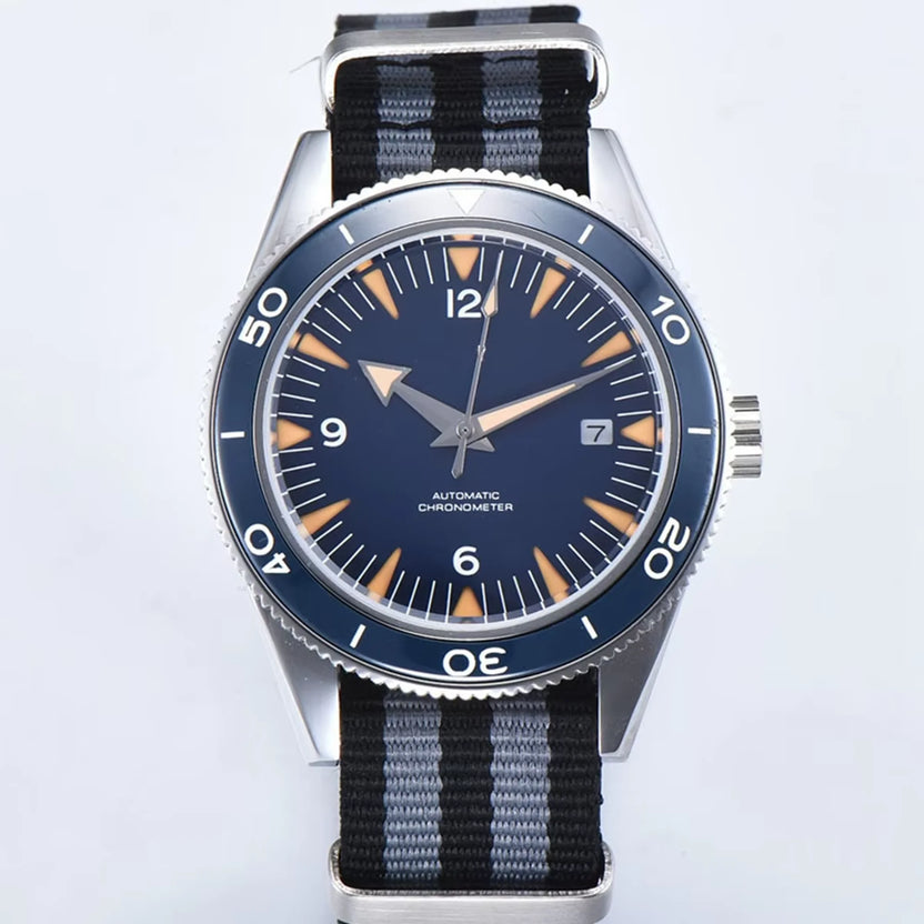 Męski zegarek 41 mm z własnym logo, luksusowy zegarek biznesowy z mechanizmem automatycznym NH35, szafirowe szkło, datownik, zegarek nurkowy