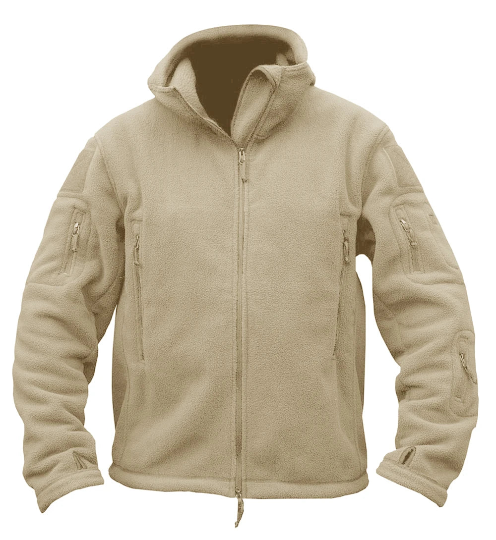 TACVASEN Winter Hooded Fleece Jackets Mens Zipper Pockets Camping Work Jacket Thermal Autumn Outerwear Outdoor Hiking Warm Coat