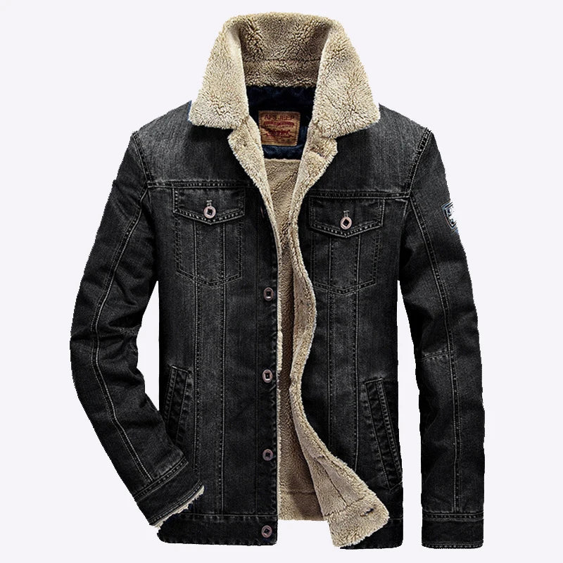 Chaqueta vaquera de hombre extragrande con forro polar y cierre de cremallera