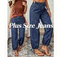 Pantalones vaqueros casuales de mezclilla holgados para mujer de talla grande con cintura elástica
