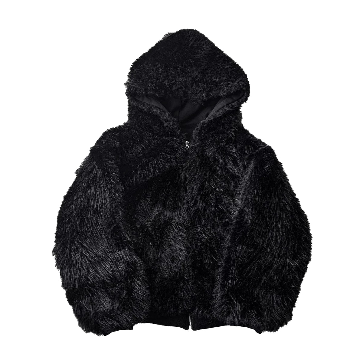 Parka reversible de piel sintética para hombre Mauroicardi, otoño-invierno, de corte extragrande, gruesa, cálida, negra, con capucha y cierre de cremallera, chaqueta esponjosa 2025