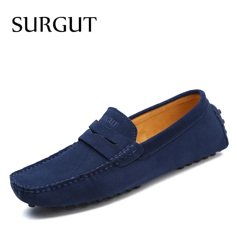 Mocasines de verano para hombre marca SURGUT, estilo casual, suaves, de alta calidad, zapatos planos de cuero auténtico, estilo italiano para conducir.