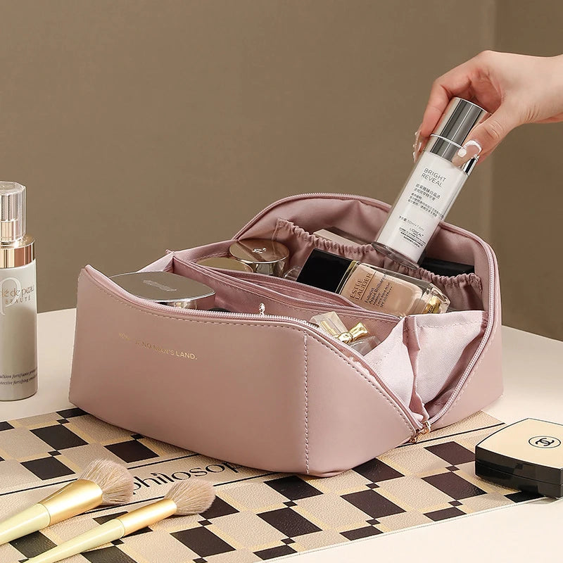 PU Fashion and Convenient Makeup Bag, Travel Storage Bag, Large Capacity Toilet Bag, Hand Boosting Beauty Pillow Makeup Bag
