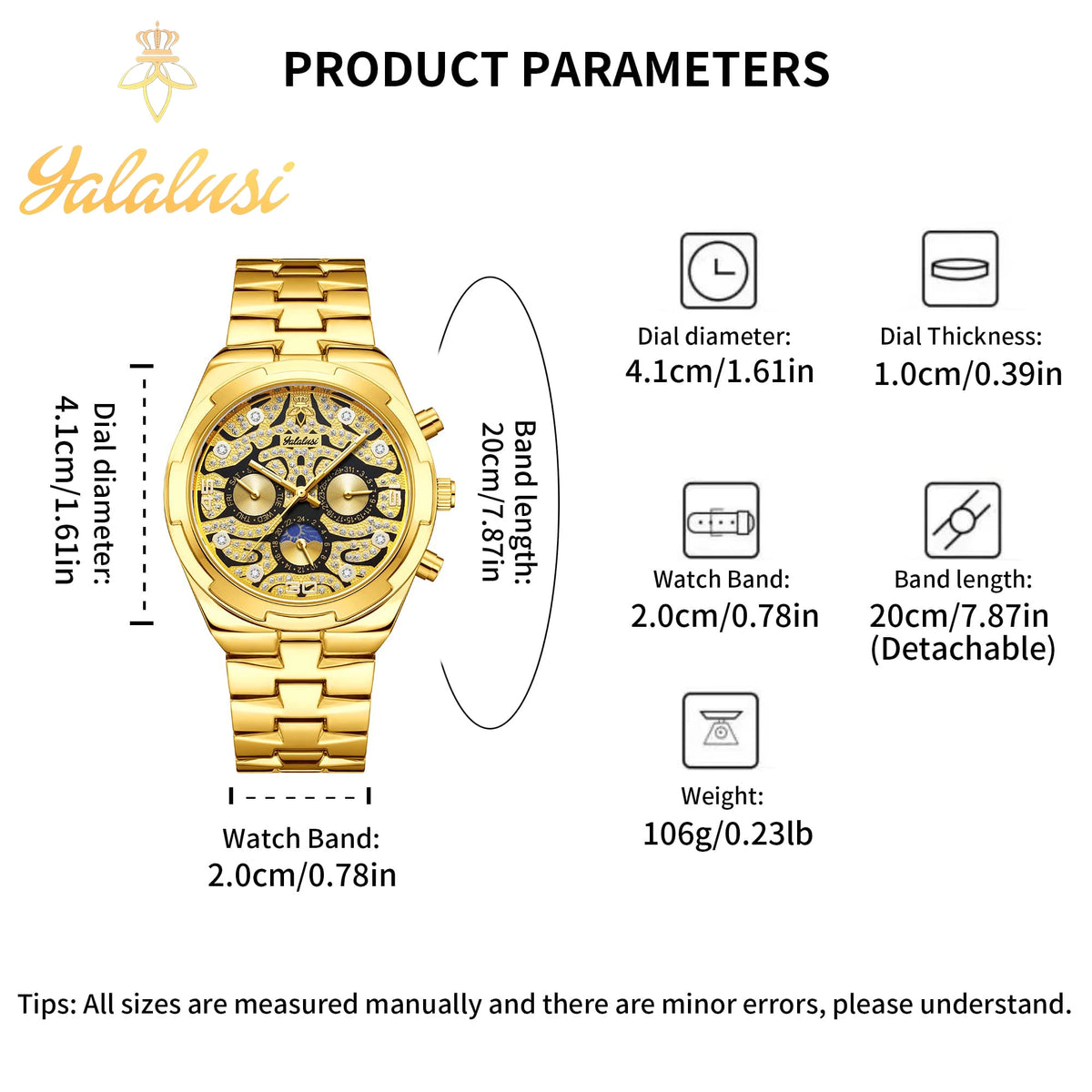 Relojes de pareja de cuarzo impermeables unisex YaLaLuSi con correa de aleación chapada en oro