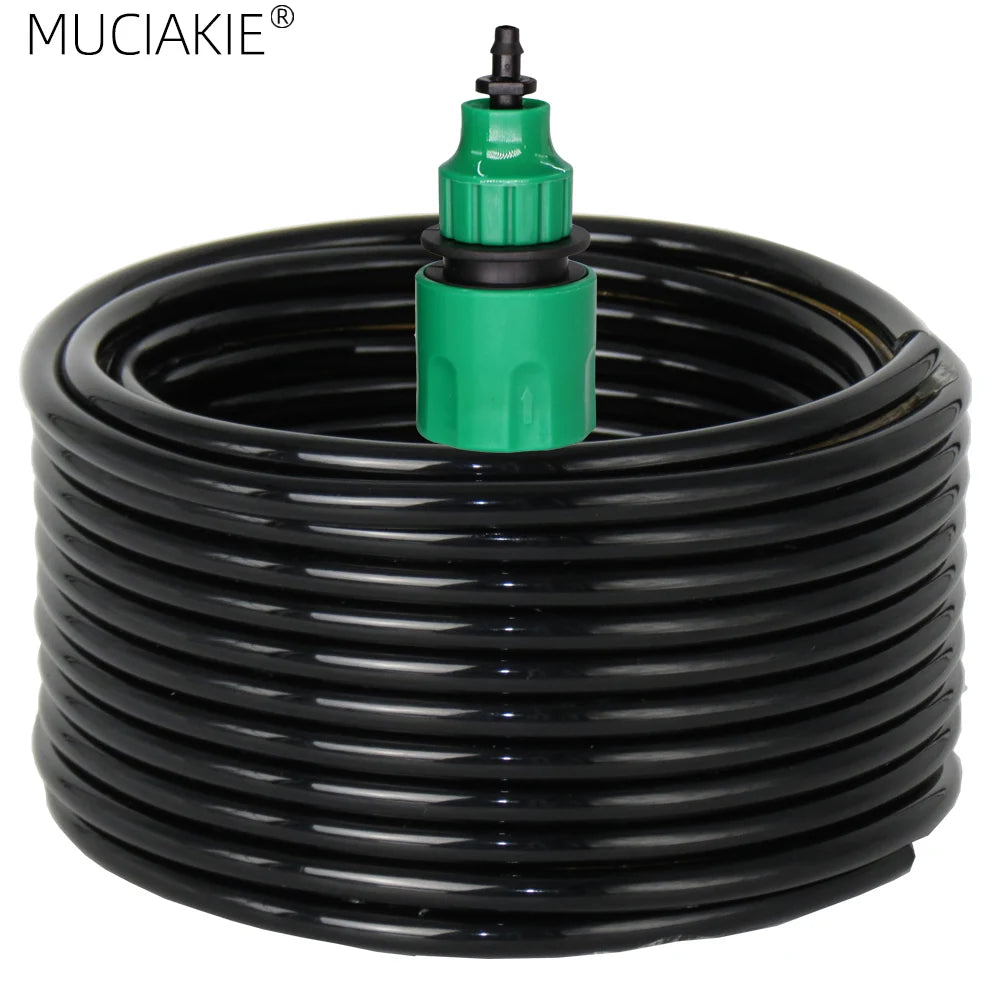 Manguera de agua para jardín de 10/20/25/40 metros, 4/7 mm, con conector rápido, tubo de riego por microgoteo y nebulización, manguera de PVC de 1/4'', nueva.