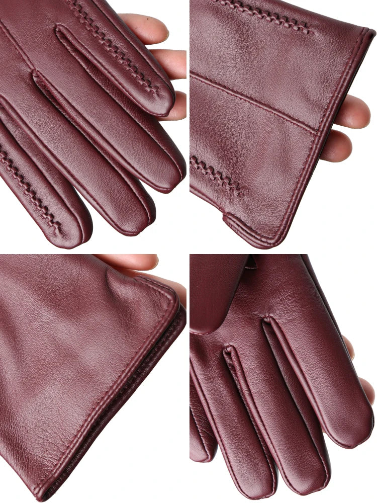 Women's Sheepskin Gloves Winter Warm Plus Velvet