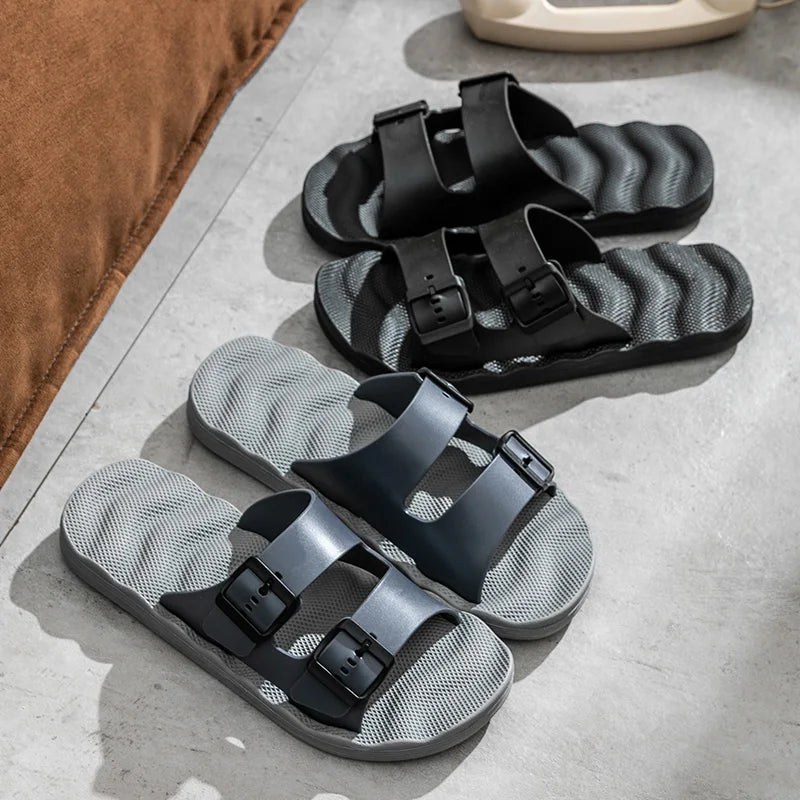 Men Slippers New Casual Stripes Sandals Summer Fashion Men Classic Flip Flops Hot Soft Beach Shoes Male Outddor Shoes Size 37-49