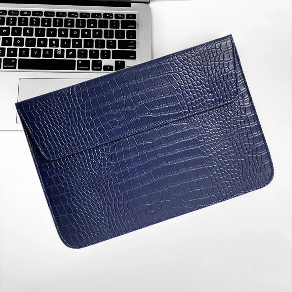 Customized Letter Crocodile PU Leather Men's Laptop Case Bag 13.3/15.4 Pro Laptop Stand Cover Case, Unisex