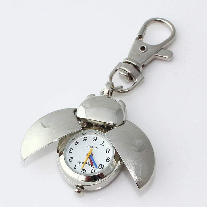 Pop Stainless Steel Quartz Pocket Watch Cute Key Ring Chain New Gift New Ladybug Birthday Party Gifts