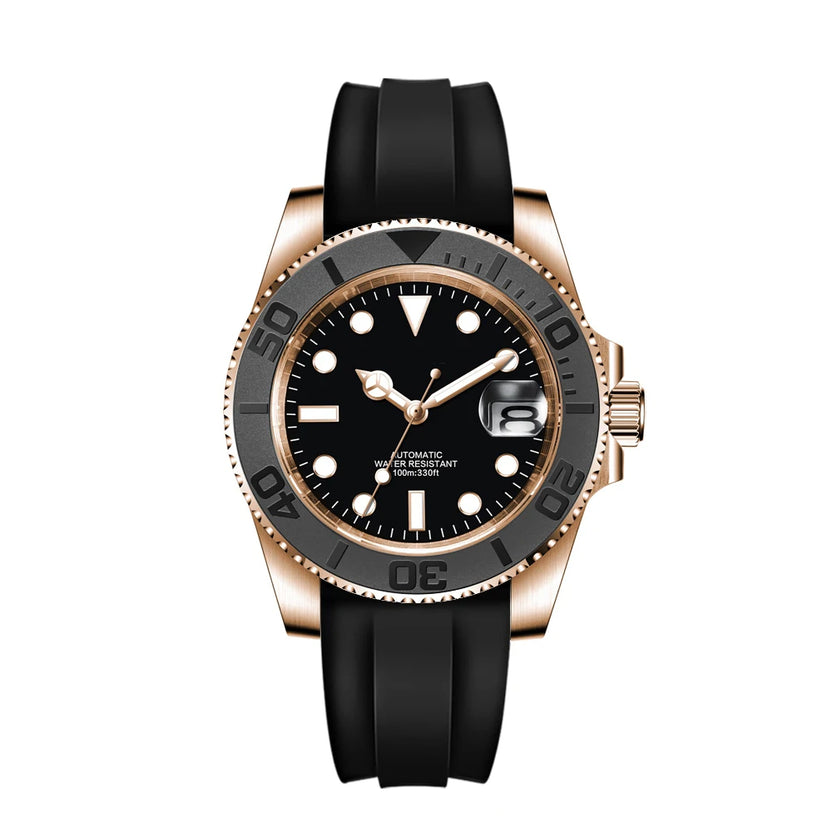 Zegarek męski Corgeut 40mm, dwukolorowy, złoty, mechaniczny z automatycznym naciągiem, mechanizm NH35, wodoszczelność 100M, szkło szafirowe - Reloj