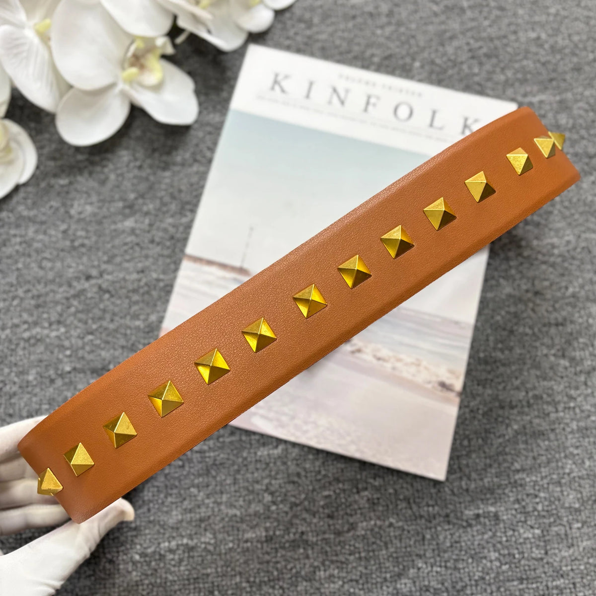 Belt Women's Leather Rivet Decorative Dress Coat Belt Belt Designer Fashion Show Repair Waist Seal Abdominal Belt