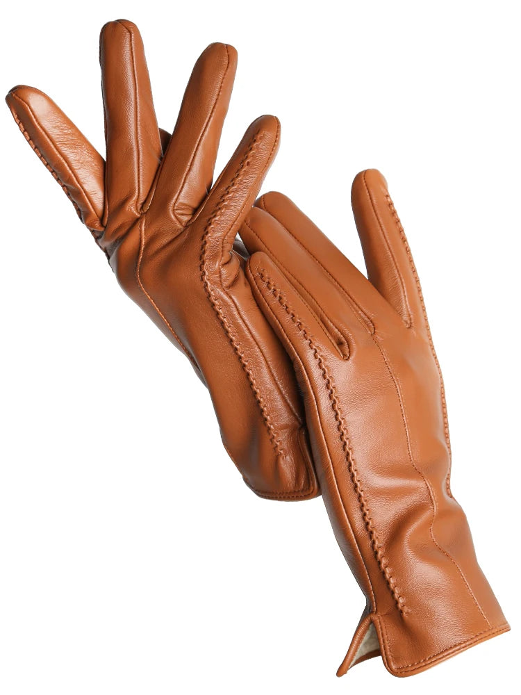 Women's Sheepskin Gloves Winter Warm Plus Velvet