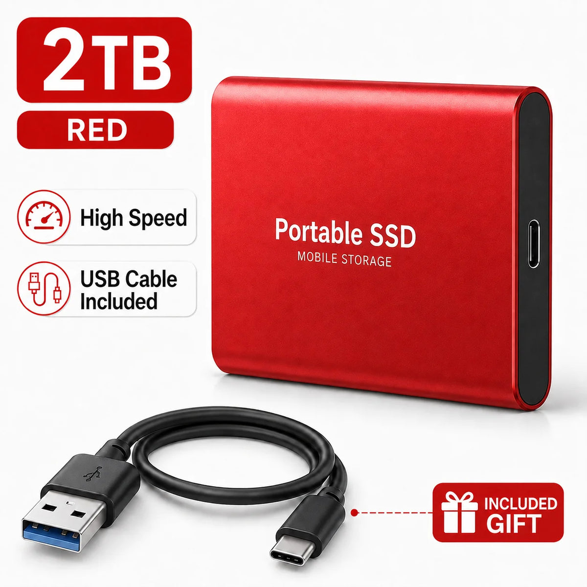 SSD externo portátil Somdisk USB 3.0 de 1TB 2TB 4TB con almacenamiento tipo C