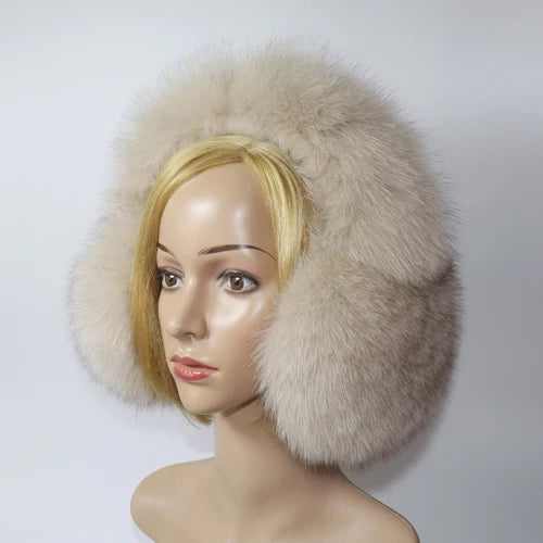 Real Fox Fur Earmuffs for Winter Women Warm Natural Raccoon Fur Earmuffs Girls Ear Warmer Genuine Fur Scarves Plush Ear Muff
