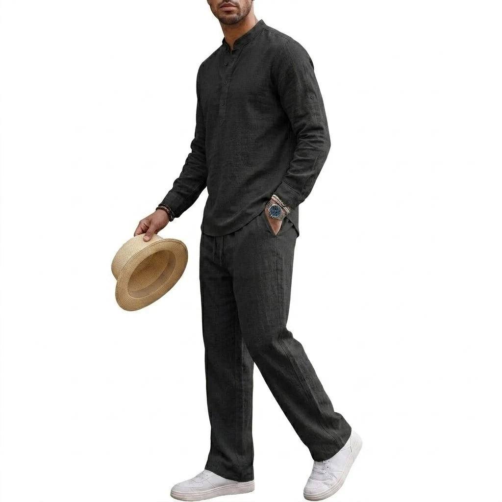 2 Piece Outfit Long Sleeve Lightweight Shirt Sets Spirng Solid Color