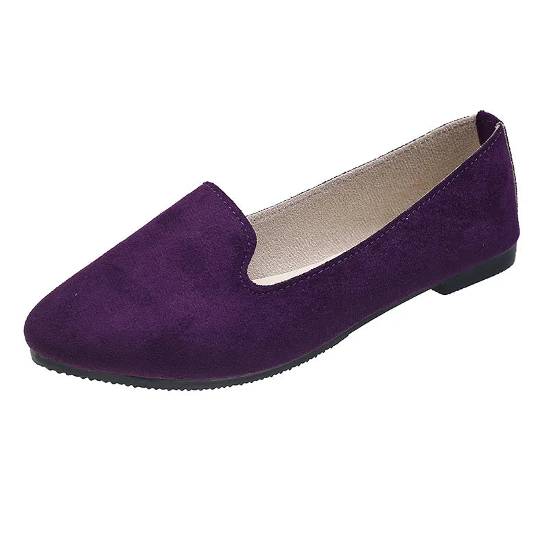 2025 Spring and Autumn Casual Women's Shoes Women's Flat Shoes Women in Candy-Colored Suede Work Shoes WSH2216