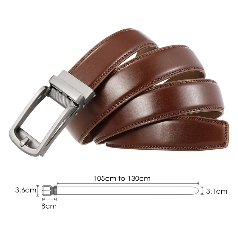 Cinturón de piel auténtica para hombre 2022, hebilla automática de aleación dura, cinturón de negocios de piel de vaca natural de 31 mm, fajín sin agujeros para traje masculino