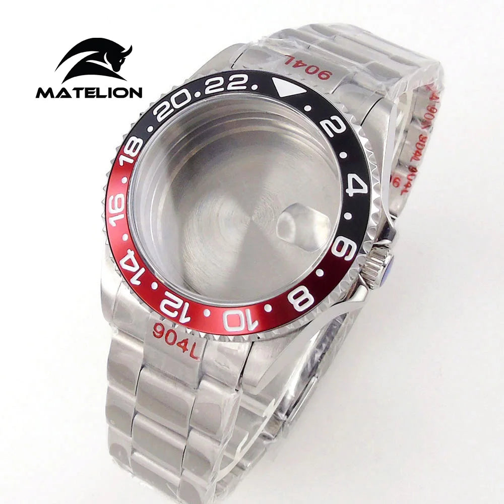 Koperta do zegarka Matelion 20ATM Dive 40mm SUB, pasuje do mechanizmów NH35, NH34 GMT, ETA 2824, PT5000, stalowa bransoleta, szafirowe szkło, 120 kliknięć, przesuwane zapięcie