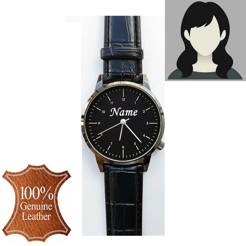 Grabado personalizado gratuito con su nombre, logotipo o texto. Reloj de pulsera para hombre y mujer, resistente al agua 3 ATM, reloj personalizado.