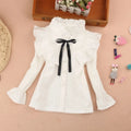Girls White Blouse Fall Cute Long Sleeves Children Cartoon Shirts Girl Blouses Cat Teenager School Clothes Kids Tops