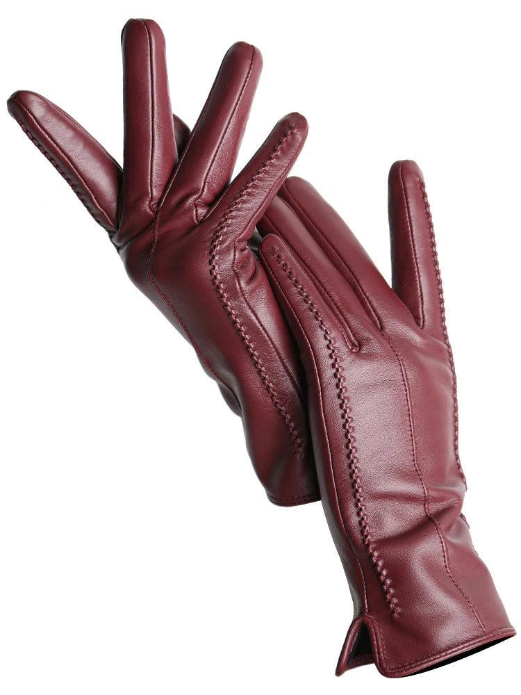 Damen-Lammfellhandschuhe Winter Warm mit Plüschfutter