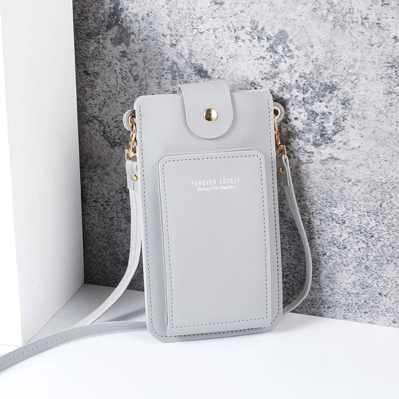 2024 New Solid Color Fashion Simple Shoulder Bag Slung Mobile Phone Bag Women's Driver's License Card Wallet
