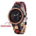 BOBO BIRD Wood Watch Men Women Quartz Week Date Couple Timepiece Colorful Wooden Band Logo Customize Gift Box