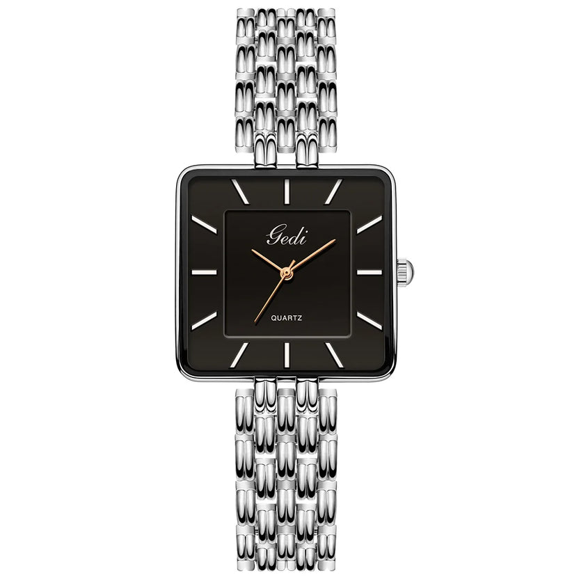 Relojes de pareja cuadrados, ultradelgados e impermeables, de acero inoxidable