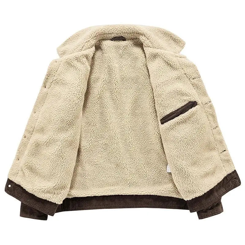Men's Wear Single Breasted Loose Jacket Men's Corduroy Jacket Coat Winter Casual Plush Jacket Fashion Coat Outfit Winproof Coats