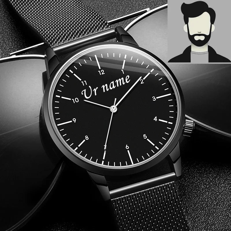 Grabado personalizado gratuito con su nombre, logotipo o texto. Reloj de pulsera para hombre y mujer, resistente al agua 3 ATM, reloj personalizado.