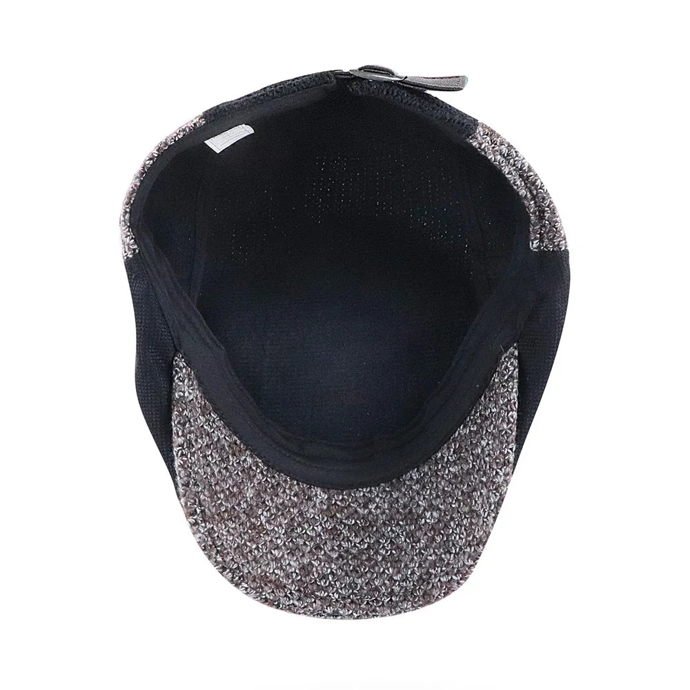 TOHUIYAN Knitted Wool Newsboy Caps for Men Retro Gatsby Hat Winter Warm Hats Male Bone Boina Golf Hats Duckbill Visor Ivy Caps