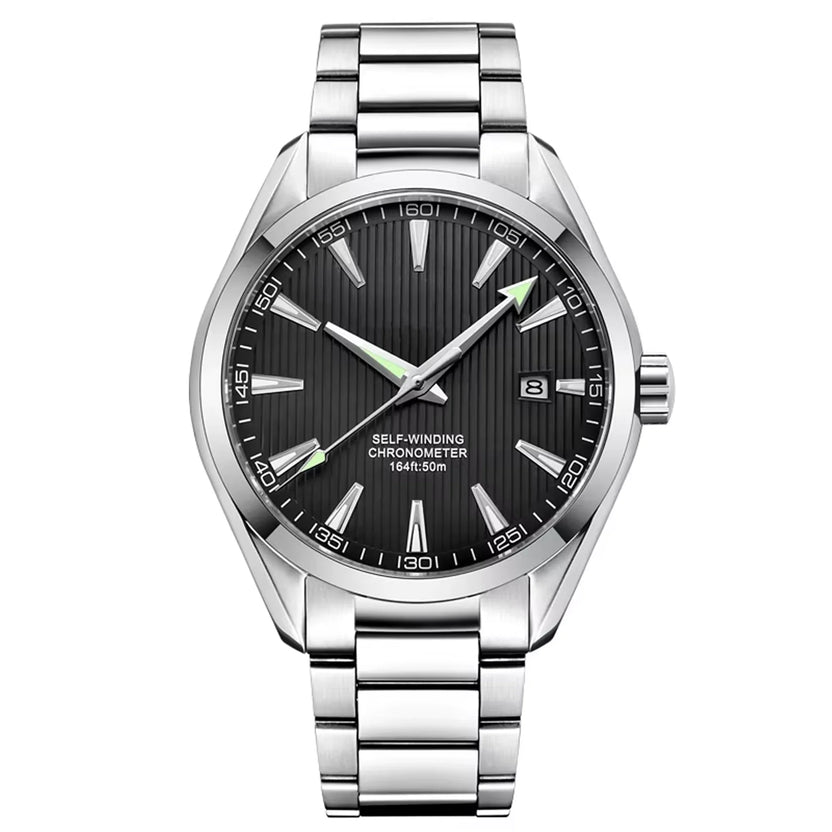 Męski zegarek mechaniczny z automatycznym naciągiem NH35, personalizowane logo, szkło szafirowe, 41 mm, zegarek męski ze stali nierdzewnej z datownikiem