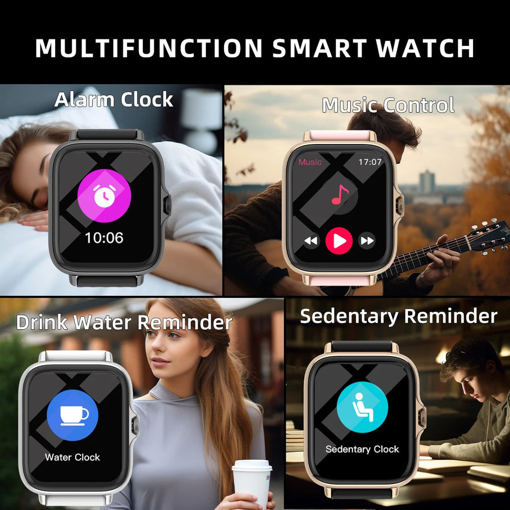 1.83'' Waterproof Smart Watch With Message Answer Call Sleep Monitoring Sports Pedometer Information Alerts for iPhone A