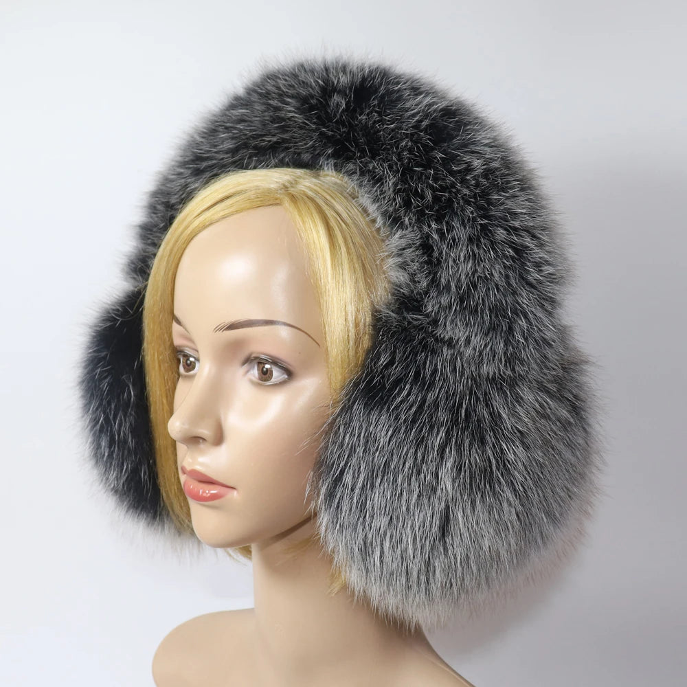 Real Fox Fur Earmuffs for Winter Women Warm Natural Raccoon Fur Earmuffs Girls Ear Warmer Genuine Fur Scarves Plush Ear Muff