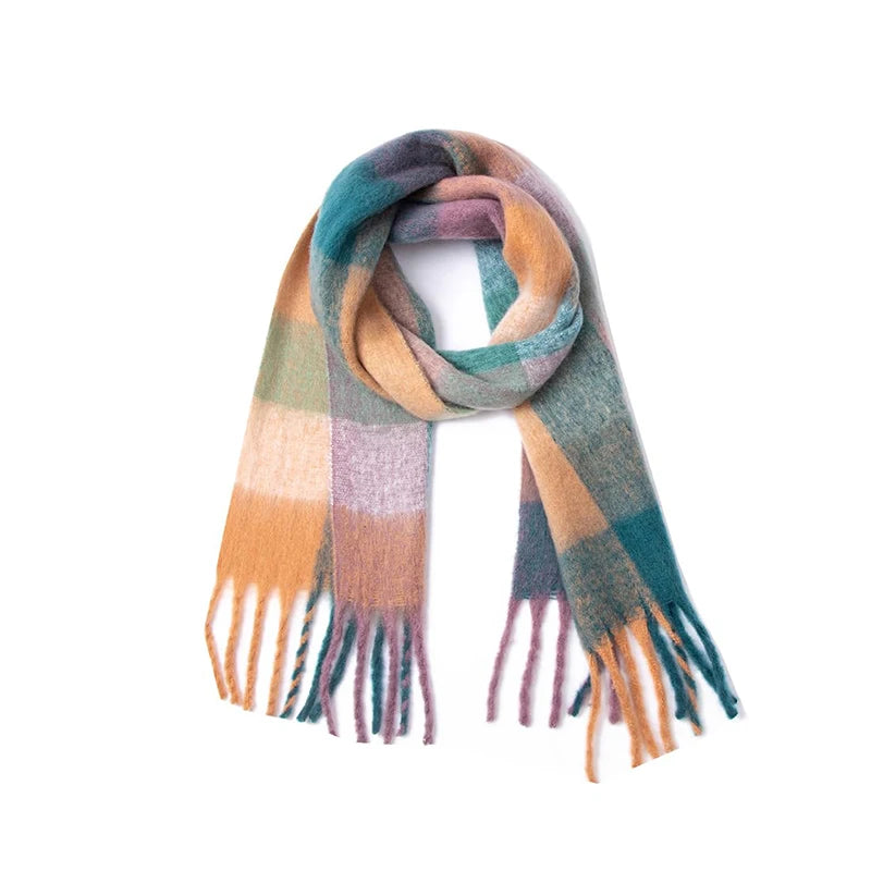 2026 Winter Thick Warm Scarf Women Cashmere Shawl and Wraps Pashmina Neckerchief Bufanda Female Rainbow Hairy Tessel Echarpe New