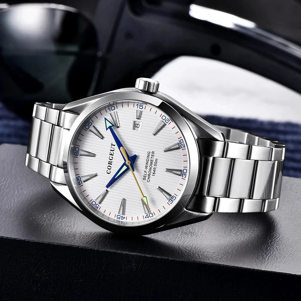 Custom Logo NH35 Automatic Mechanical Watch Male Watches Sapphire 41mm Men Stainless Steel Wristwatch Calendar Clock Date