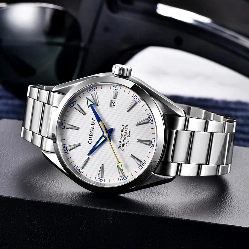Męski zegarek mechaniczny z automatycznym naciągiem NH35, personalizowane logo, szkło szafirowe, 41 mm, zegarek męski ze stali nierdzewnej z datownikiem