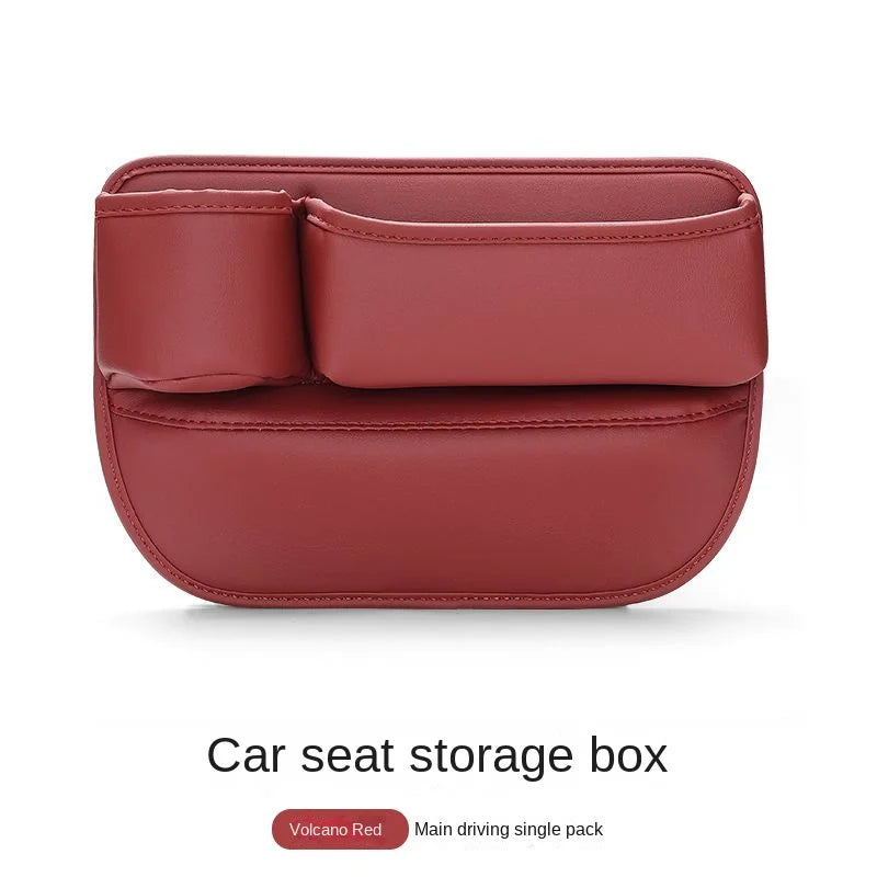 Leather Car Seat Gap Organizer with Cup Holder and Storage Pocket