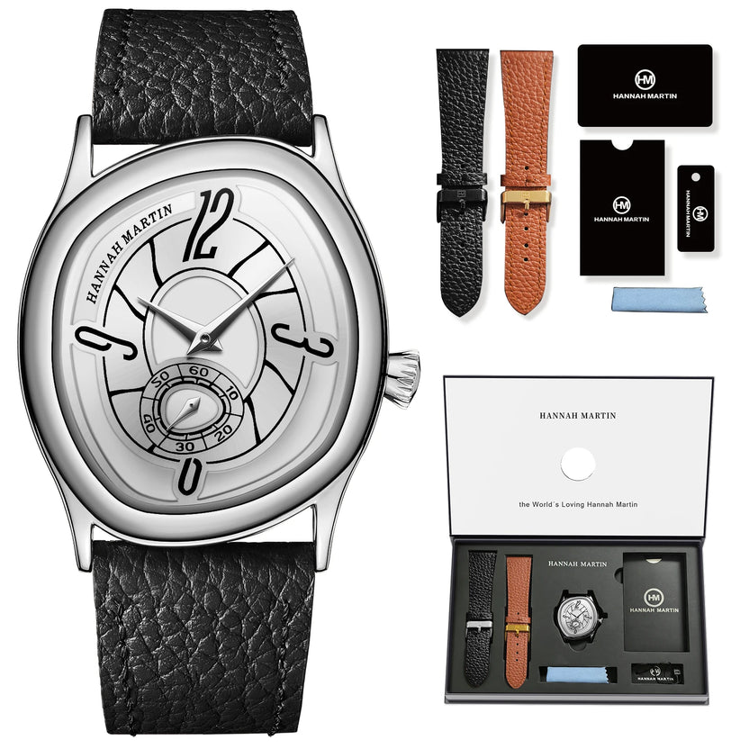 Reloj HANNAH MARTIN para hombre y mujer, 40mm, subesfera de cronometraje, pareja, marca de lujo, movimiento de cuarzo, negro, caja de regalo, 1 juego.
