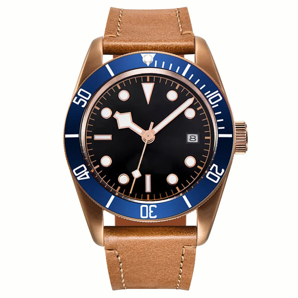 Custom Logo NH35A Miyota Sport 20ATM Watch PVD Coffee Bronze Case Sapphire Glass Luminous Deployant Clasp Deepwaterproof