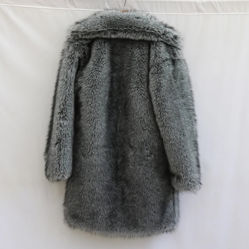 Abrigo de piel de visón para hombre, abrigo largo, talla grande, gabardina de invierno gruesa y cálida