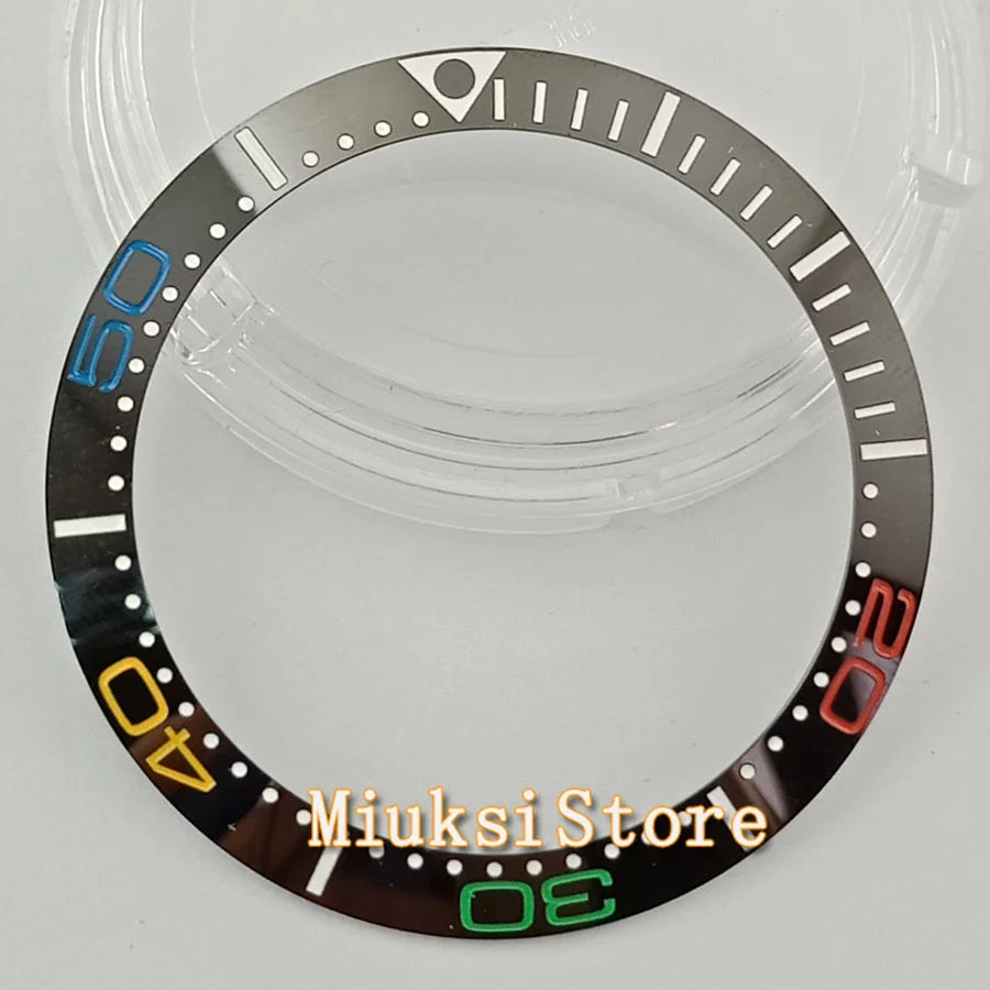Inserto de bisel de cerámica negro, azul, blanco y verde de 38 mm para reloj automático para hombre Submariner de 40 mm