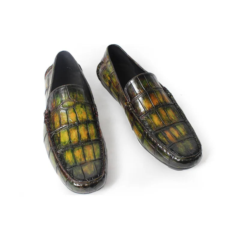 Zapatos casuales de piel de cocodrilo para hombre, zapatos Derby para hombre, duraderos, cómodos, transpirables y elegantes.