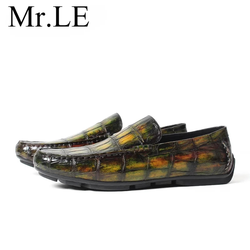 Zapatos casuales de piel de cocodrilo para hombre, zapatos Derby para hombre, duraderos, cómodos, transpirables y elegantes.