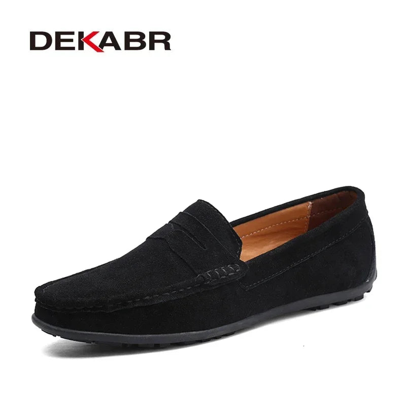 DEKABR Big Size 38~49 Men Loafers Real Leather Fashion Boat Shoes Brand Mens Casual Leather Male Flat Shoes