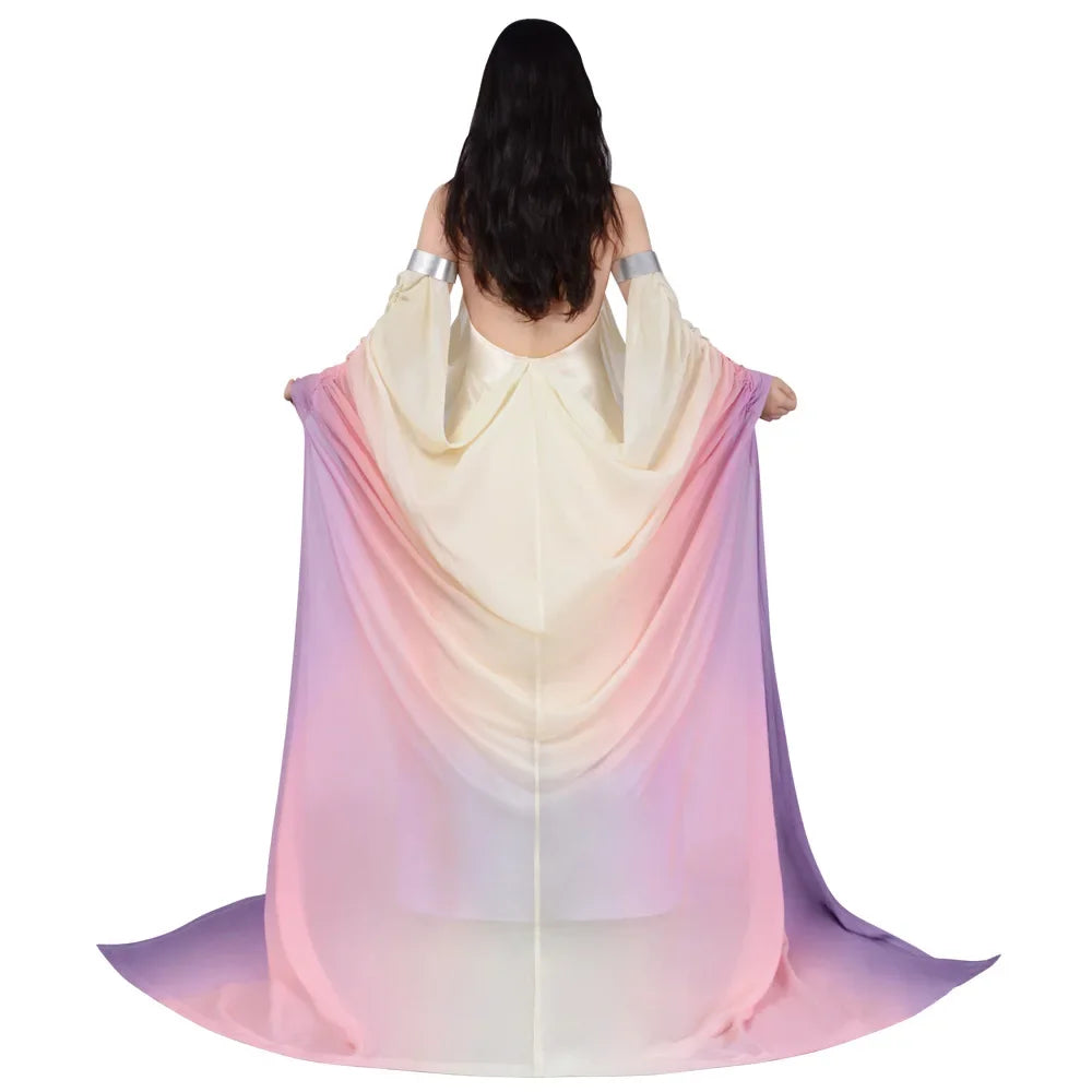 Padme Cosplay Dress Costume Polyester Long Backless Skirt for Women