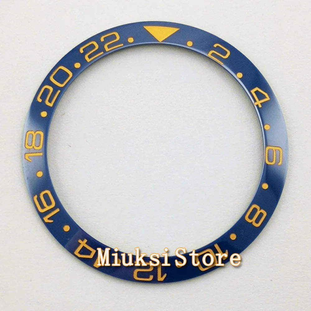 Inserto de bisel de cerámica negro, azul, blanco y verde de 38 mm para reloj automático para hombre Submariner de 40 mm