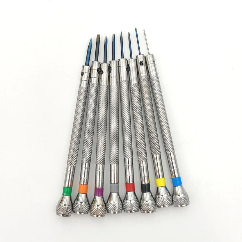 100% Brand New 8pcs/Lot 0.6mm~2.5mm Assort Slotted Flat Screwdrivers Set, Jewellers Watch Screwdriver for Watchmakers