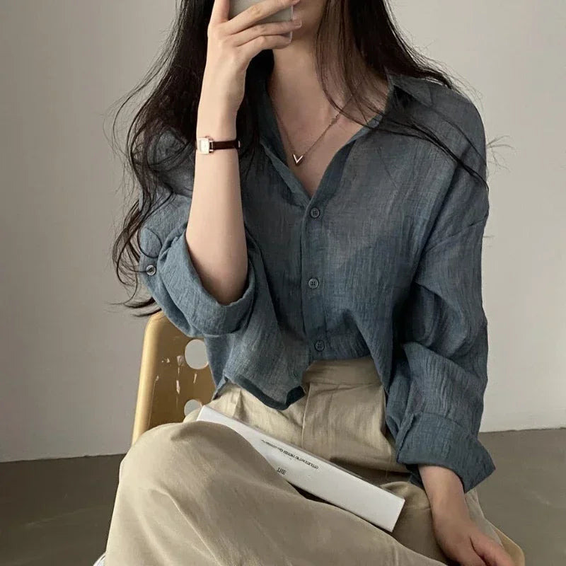 Trendy Women Solid Color Anti-Uv Sun Protection Shirt